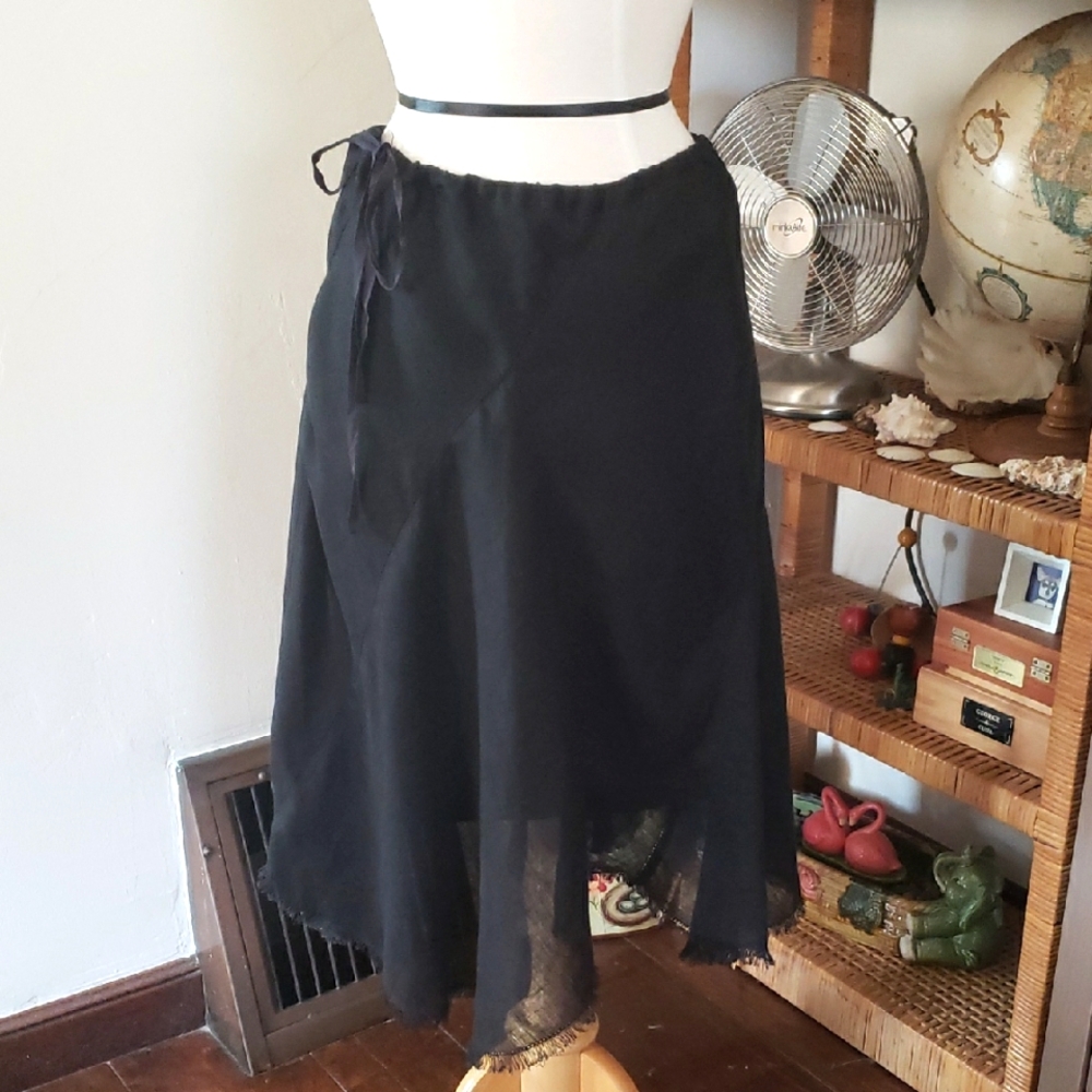 Studio M Black Asymmetric Layered Midi Skirt